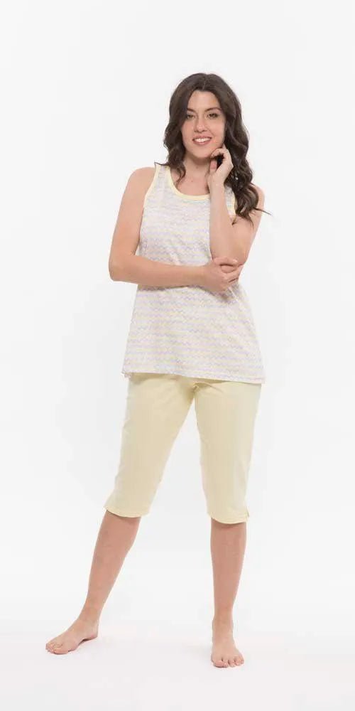 Pigiama calibrato donna canotta pinocchietto Gary puro cotone R55087CONF
