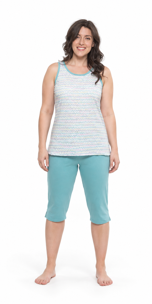 Pigiama calibrato donna canotta pinocchietto Gary puro cotone R55087CONF