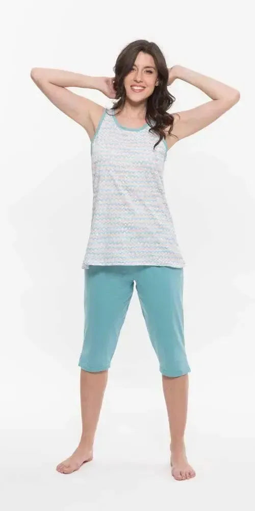 Pigiama calibrato donna canotta pinocchietto Gary puro cotone R55087CONF