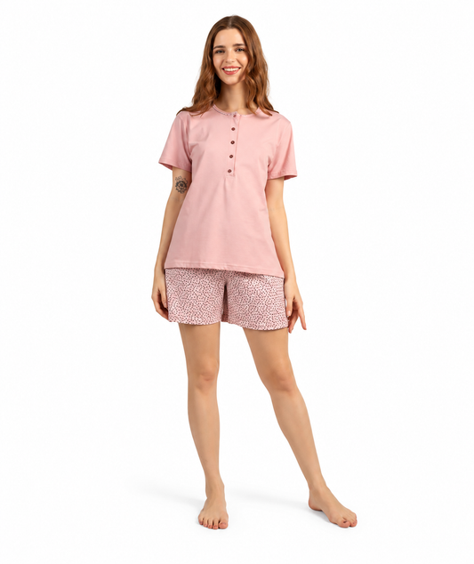 Pigiama calibrato donna mezza manica pantaloncino Gary puro cotone 5273CONF