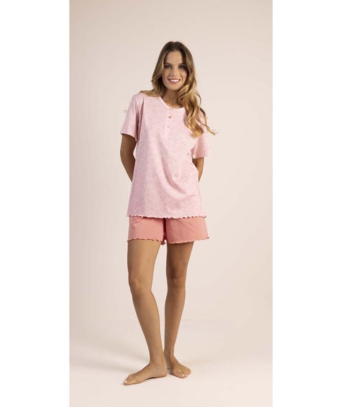 Pigiama calibrato donna mezza manica pantaloncino Gary puro cotone 5369CONF