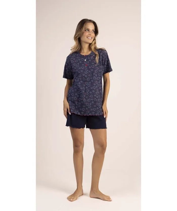 Pigiama calibrato donna mezza manica pantaloncino Gary puro cotone 5369CONF