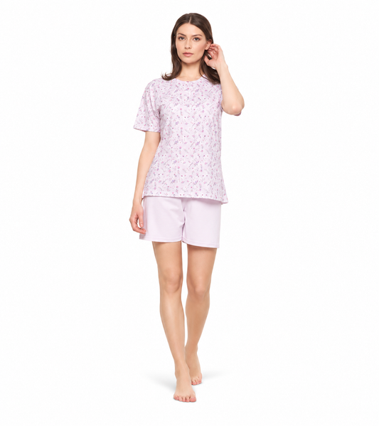 Pigiama calibrato donna mezza manica pantaloncino Gary puro cotone U55075CONF