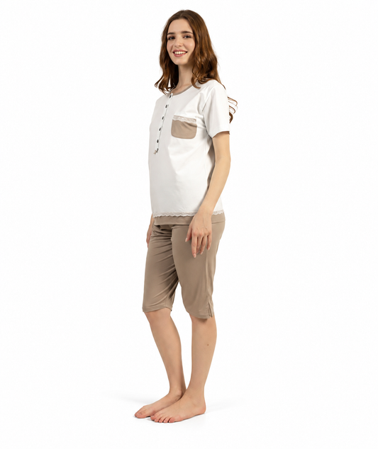 Pigiama calibrato donna mezza manica pinocchietto Gary puro cotone C512CONF