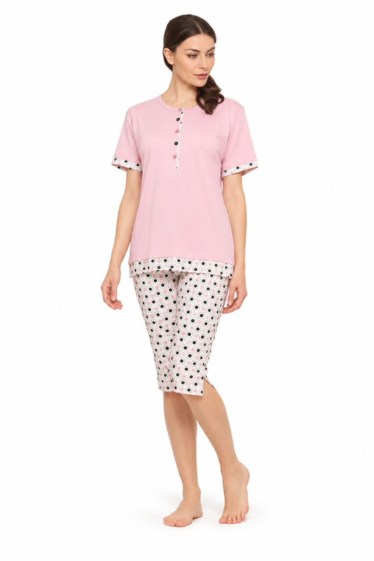 Pigiama calibrato donna mezza manica pinocchietto Gary puro cotone U55101CONF