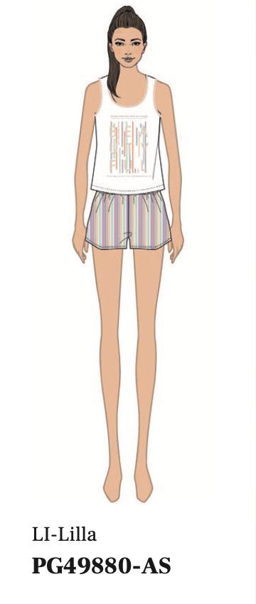 Pigiama canotta donna Nottingham corto in cotone PG49882