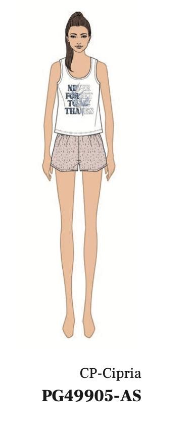 Pigiama canotta donna Nottingham corto in cotone PG49905