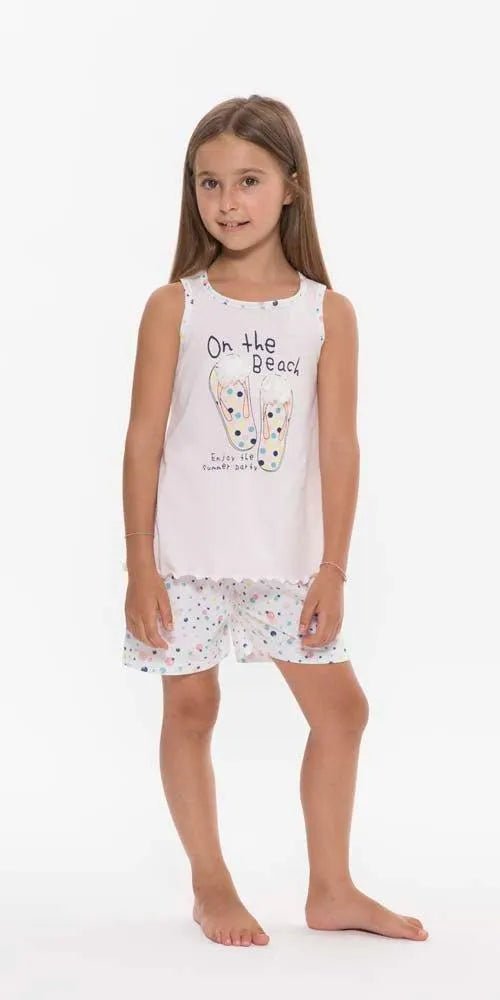 Pigiama canotta pantaloncino bambina jersey puro cotone Gary R25069
