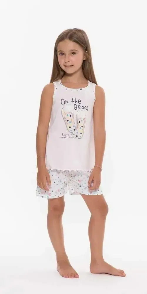 Pigiama canotta pantaloncino bambina jersey puro cotone Gary R25069