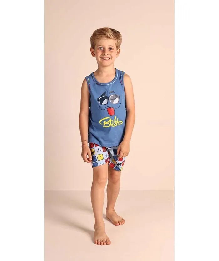 Pigiama canotta pantaloncino bambino jersey puro cotone Gary 2165
