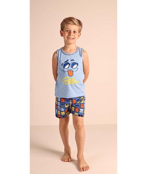 Pigiama canotta pantaloncino bambino jersey puro cotone Gary 2165