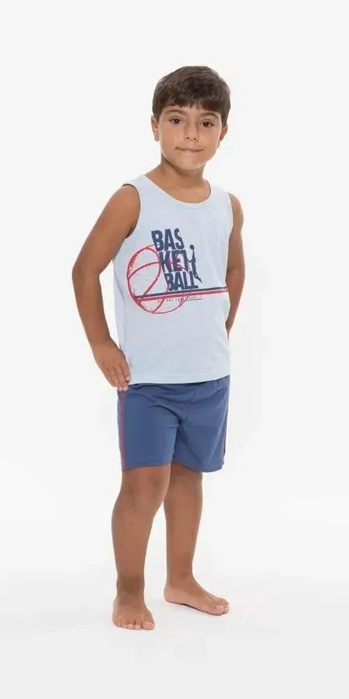Pigiama canotta pantaloncino bambino jersey puro cotone Gary R25092