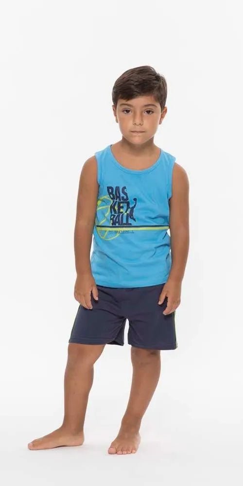 Pigiama canotta pantaloncino bambino jersey puro cotone Gary R25092