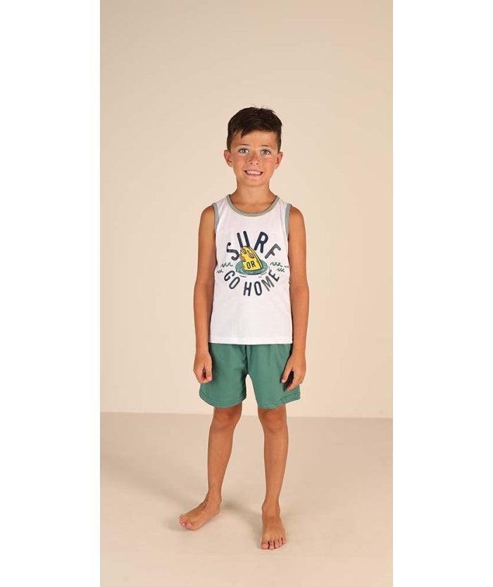 Pigiama canotta pantaloncino bambino jersey puro cotone Gary Z25090