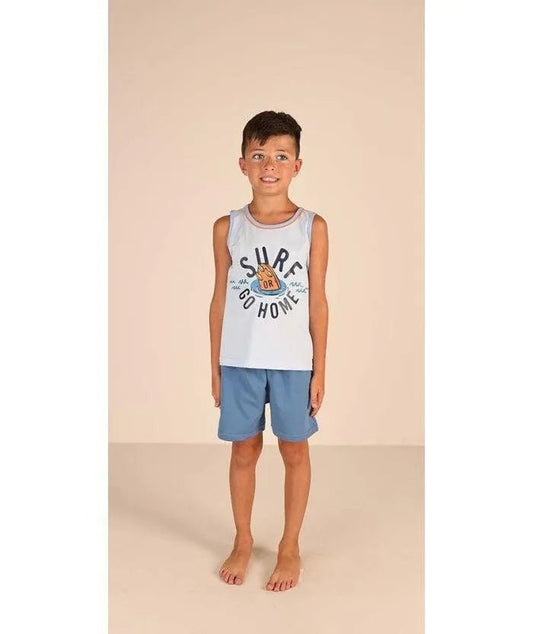 Pigiama canotta pantaloncino bambino jersey puro cotone Gary Z25090