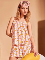 Pigiama canotta top shorts donna in puro cotone Frida Kahlo Gisela 20415