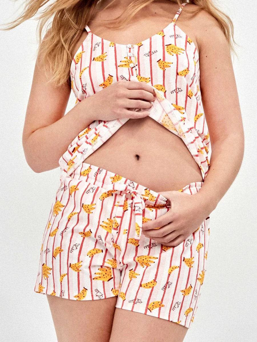 Pigiama canotta top shorts donna in puro cotone Frida Kahlo Gisela 20415