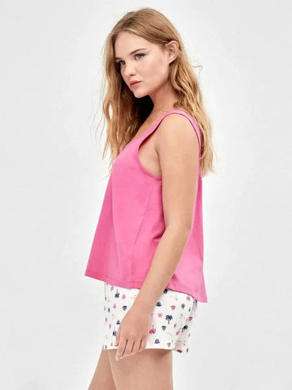 Pigiama canotta top shorts donna in puro cotone Snoopy Peanuts Gisela 20409
