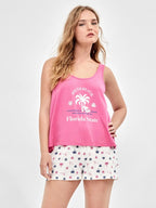 Pigiama canotta top shorts donna in puro cotone Snoopy Peanuts Gisela 20409
