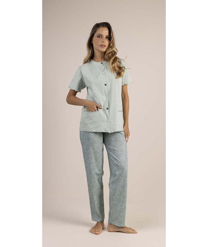 Pigiama conformato donna Jersey mezza manica aperto Gary puro cotone 5366CONF
