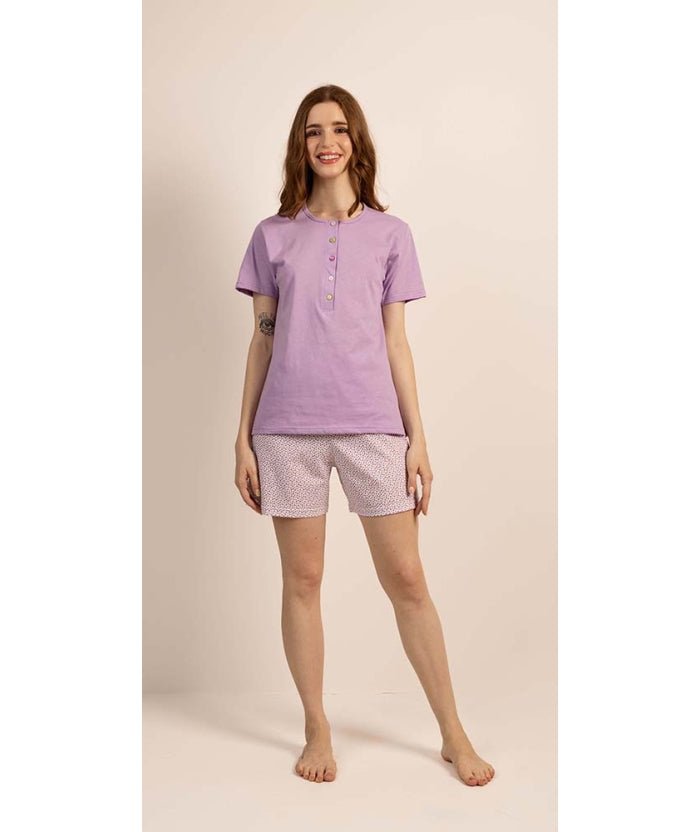 Pigiama conformato donna mezza manica pantaloncino Gary puro cotone 5273CONF