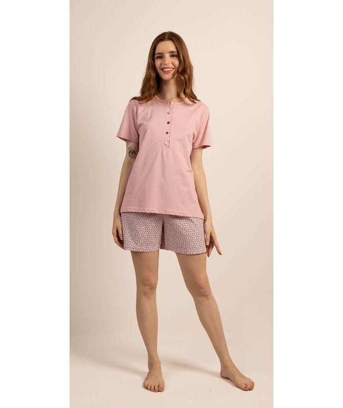 Pigiama conformato donna mezza manica pantaloncino Gary puro cotone 5273CONF