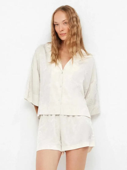 Pigiama corto donna mezza manica aperta short in raso Gisela 20389