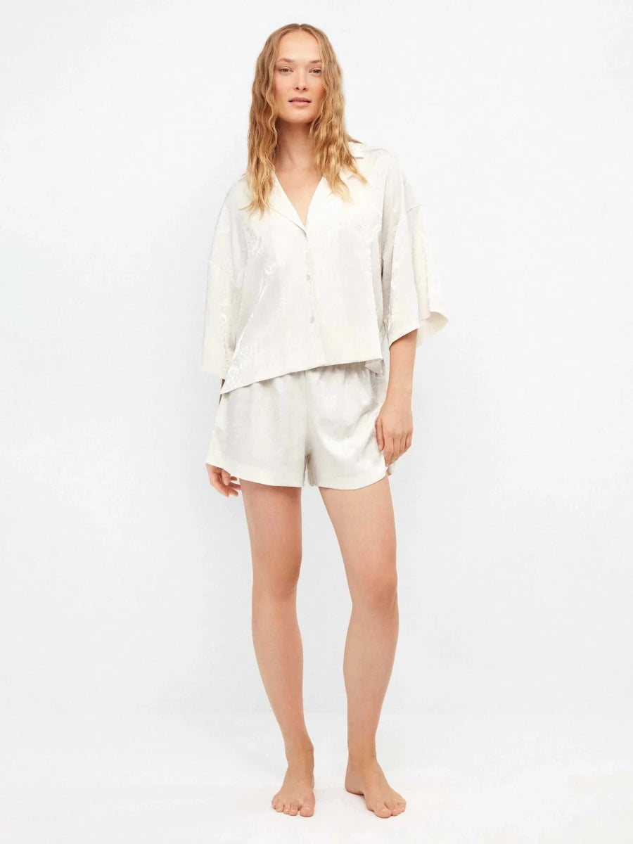 Pigiama corto donna mezza manica aperta short in raso Gisela 20389