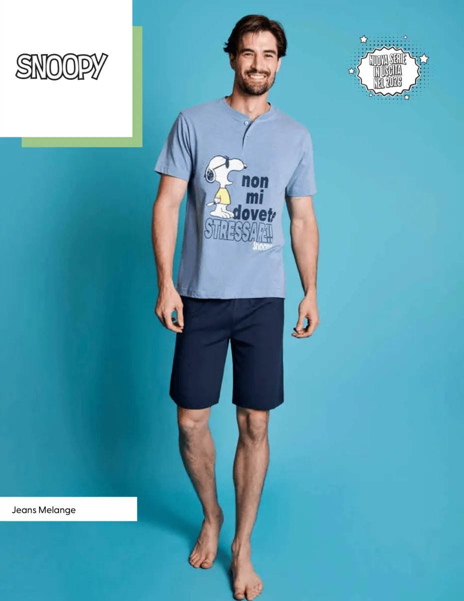 Pigiama corto serafino uomo Snoopy PNG4824