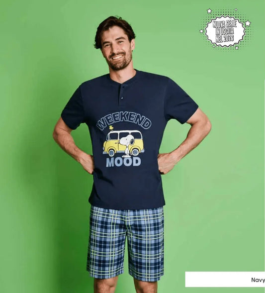 Pigiama corto serafino uomo Snoopy PNG4824