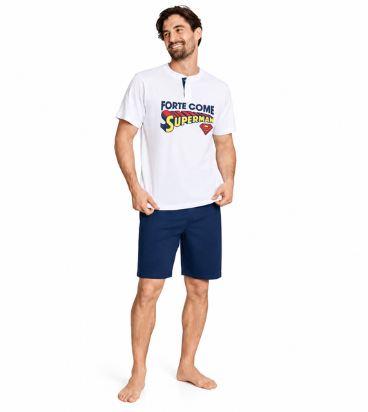Pigiama corto serafino uomo Superman DCM7769