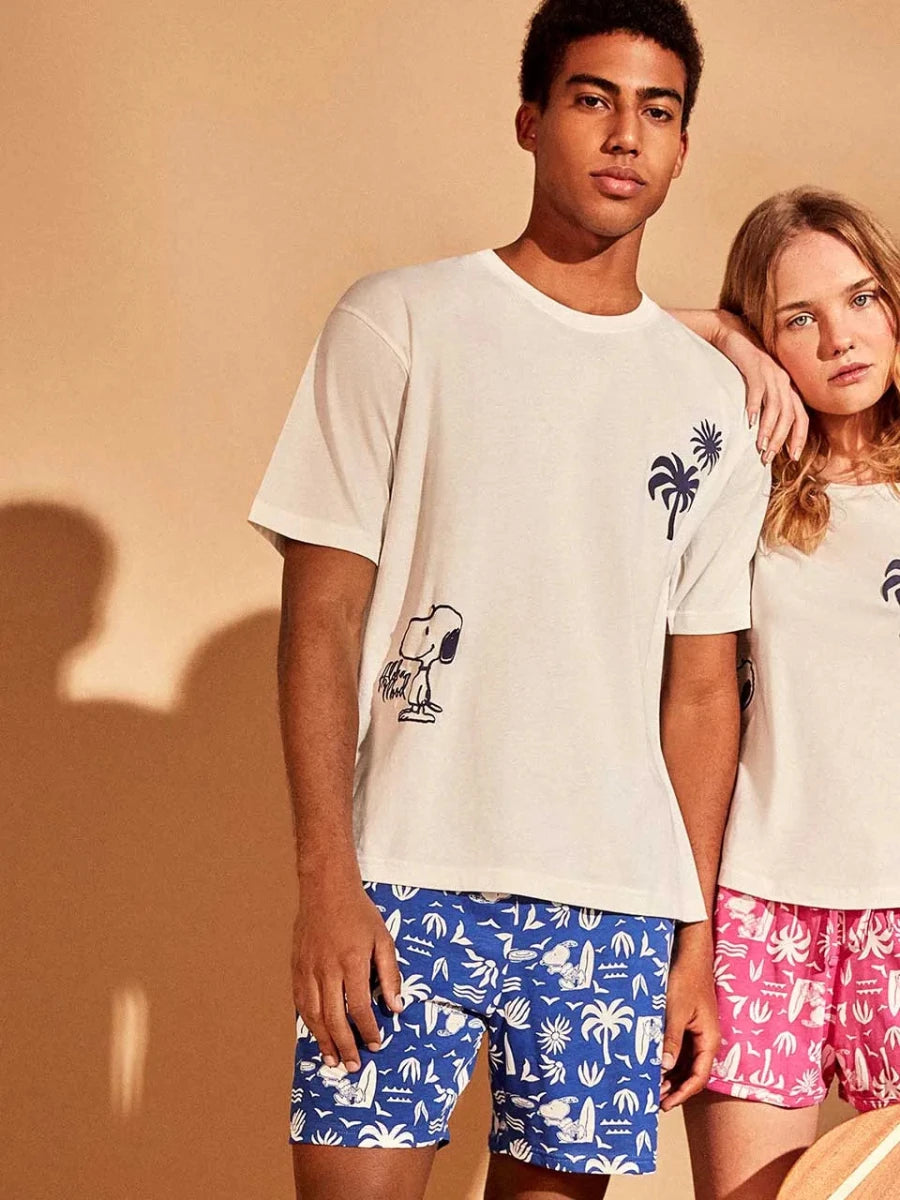 Pigiama corto uomo cotone Peanuts Gisela 20408