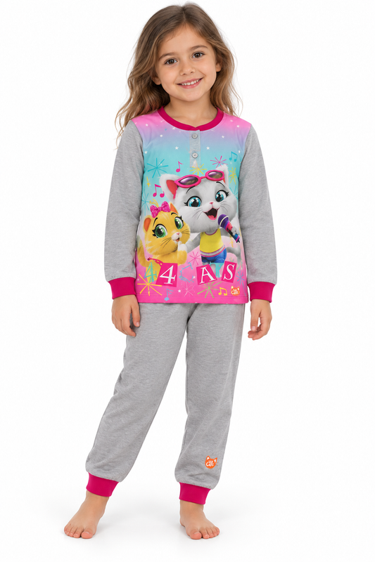 Pigiama cotone 44 Gatti bambina Disney ET7260 - GRIGIO
