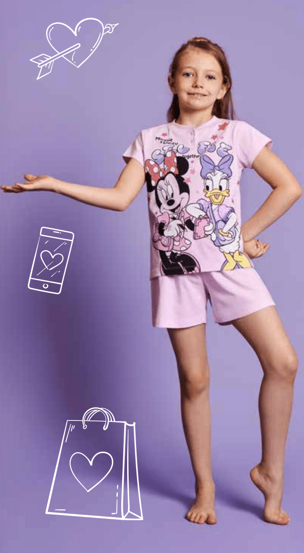 Pigiama cotone Disney Minnie estivo bambina DY50L4453