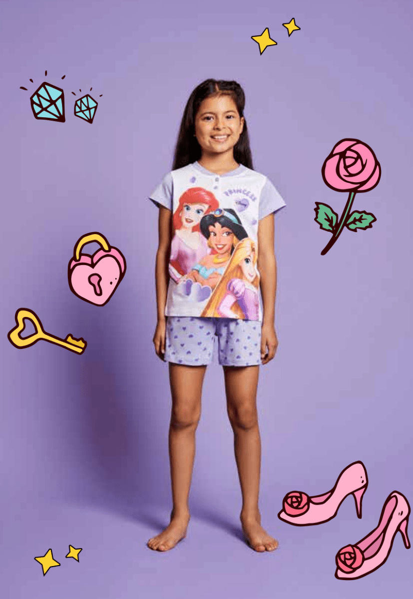 Pigiama cotone Disney Princess estivo bambina DY50A3856