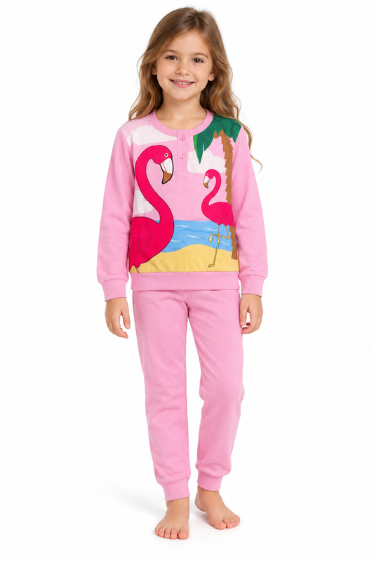 Pigiama cotone Fenicottero Flamingo bambina Disney 1790 - ROSA