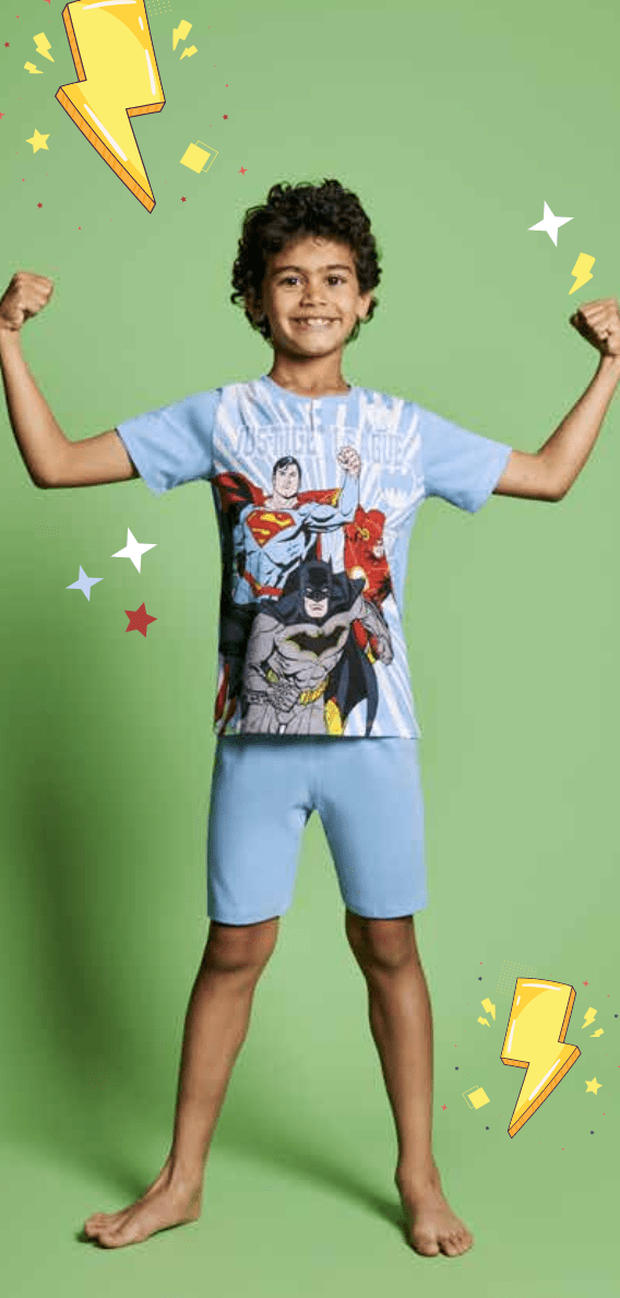 Pigiama cotone Justice League estivo bambino DC40G4831