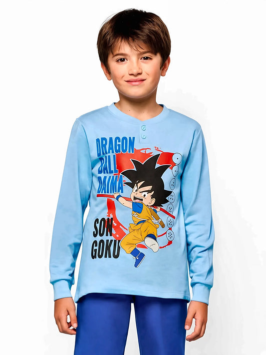 Pigiama cotone felpato Dragon Ball bambino baby DB40M7804, colore azzurro