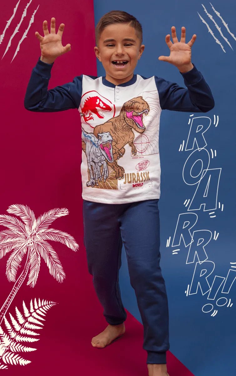 Pigiama cotone felpato Jurassic World bambino UN40G4716