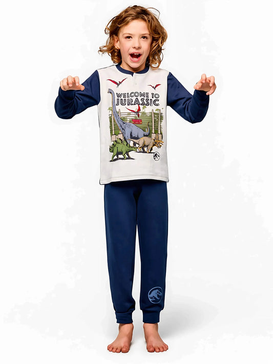 Pigiama cotone felpato Jurassic World bambino baby UV40Z0589, colore blu