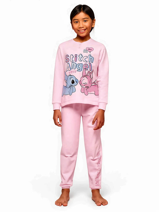 Pigiama cotone felpato Lilo&Stitch bambina baby DY50A5506, colore rosa