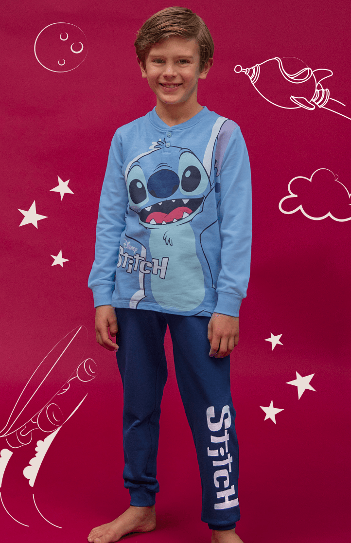 Pigiama cotone felpato Lilo&Stitch bambino baby DY40M7627