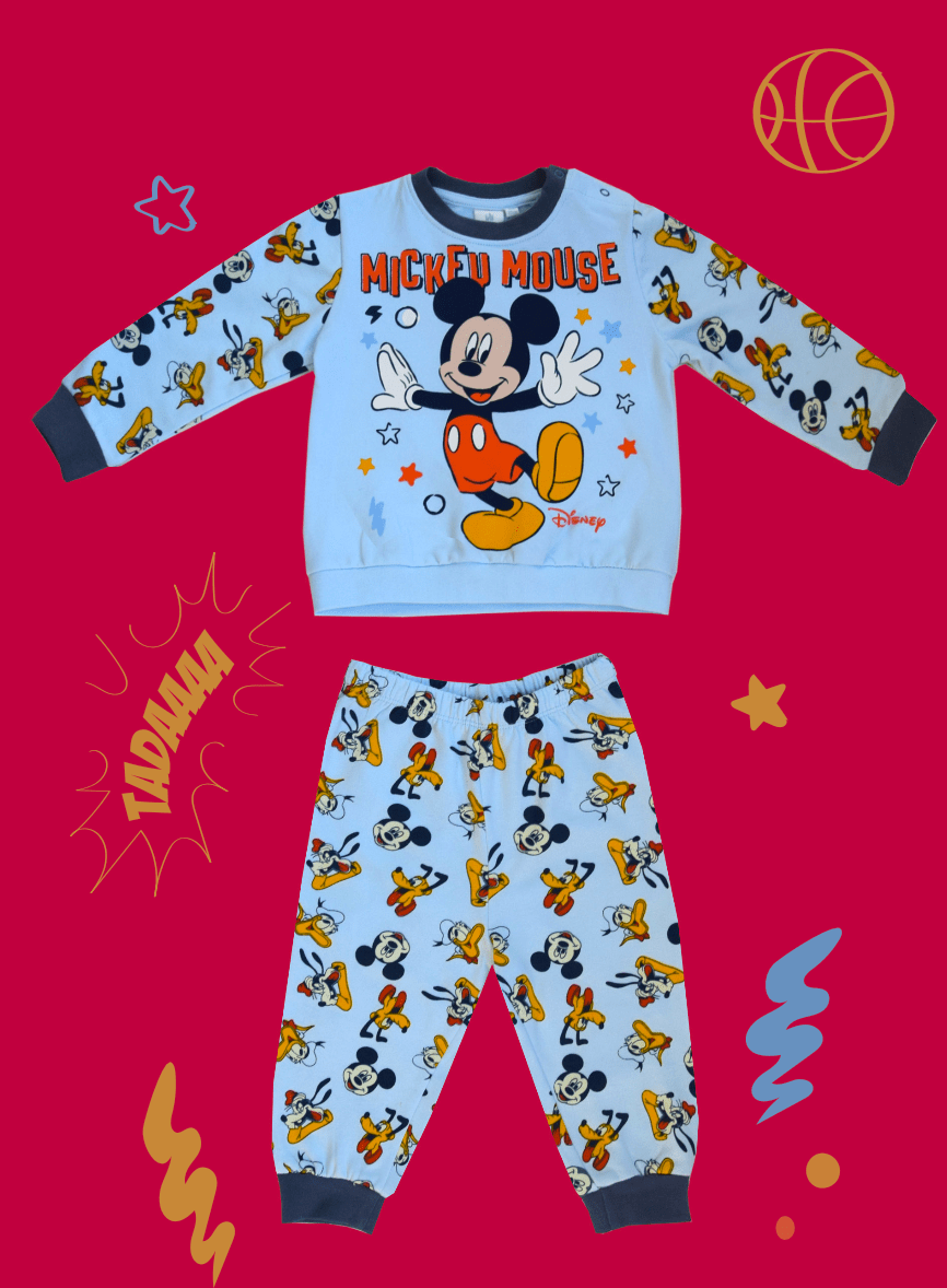 Pigiama cotone felpato Mickey Mouse Disney neonato baby DY32P3431
