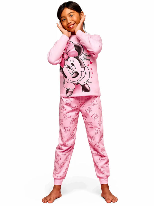 Pigiama cotone felpato Minnie Mouse bambina baby DY50A5558, colore rosa