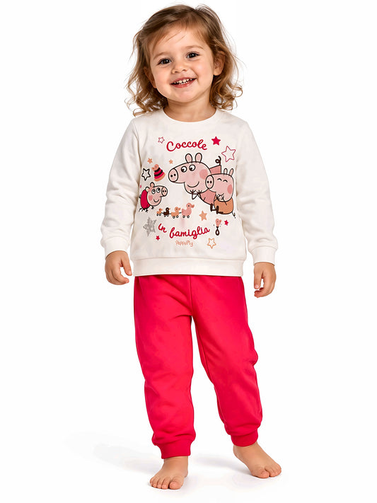 Pigiama cotone felpato Peppa Pig neonata bambina PP32U0219, colore panna