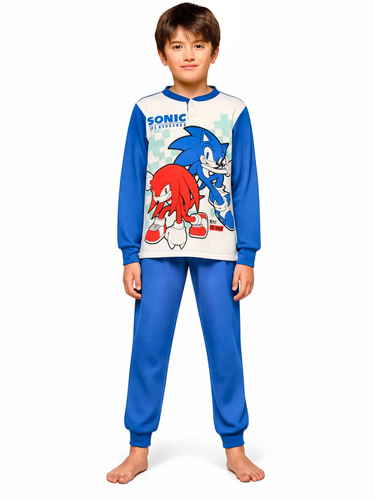 Pigiama cotone felpato Sonic bambino baby SC40G4909, colore royal