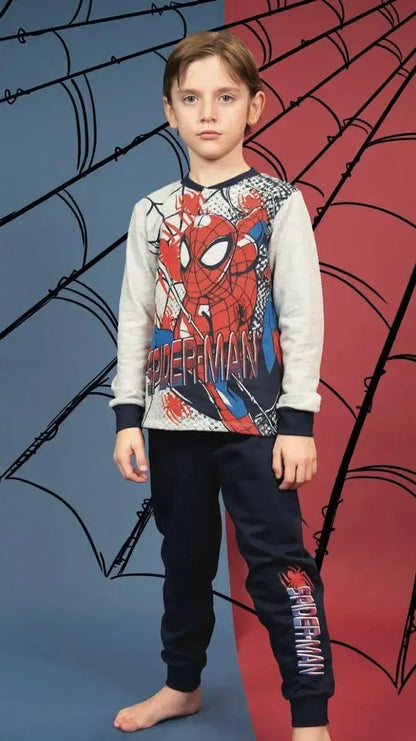 Pigiama cotone felpato Spiderman Marvel bambino baby MV40M4406