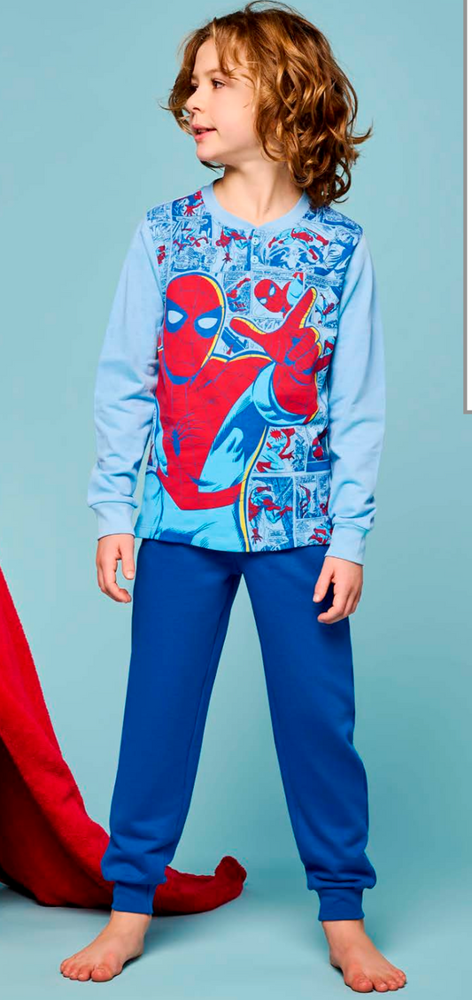Pigiama cotone felpato Spiderman bambino baby MV40M7818