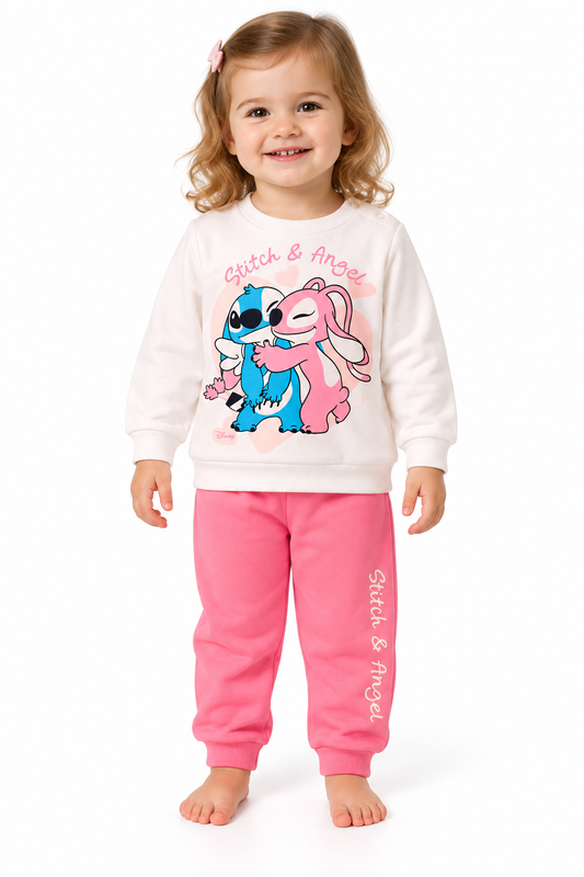 Pigiama cotone felpato Stitch&Angel Disney neonata bambina DY32U0237