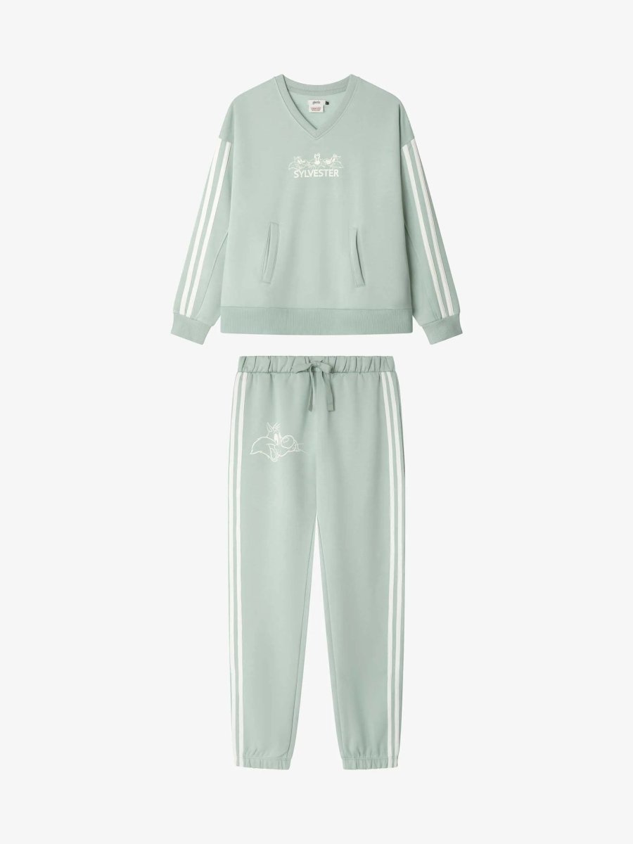 Pigiama donna Gisela Loneey Tunes Gatto Silvestro viscosa felpata elasticizzata 20346